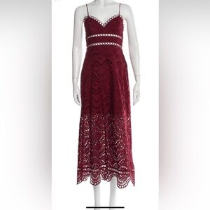 Zimmermann Burgundy Eyelet Lace Dress